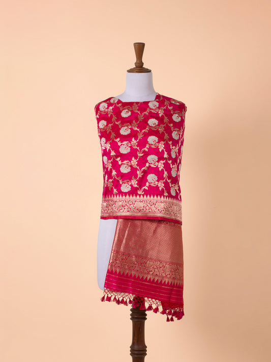 Handwoven Rani Pink Silk Dupatta