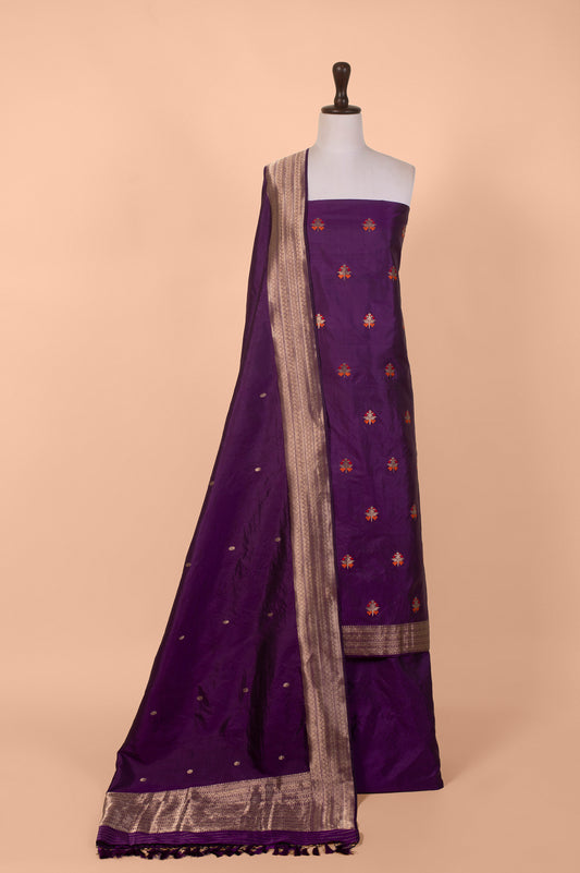 Handwoven Purple Silk Suit Piece