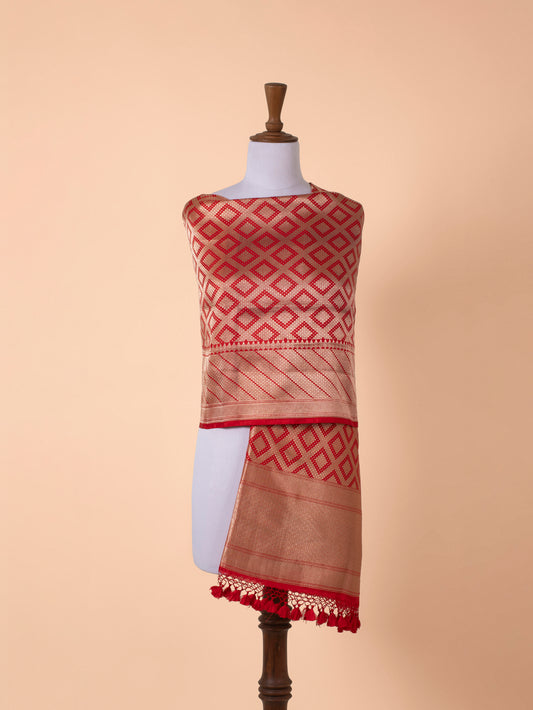 Handwoven Red Silk Dupatta