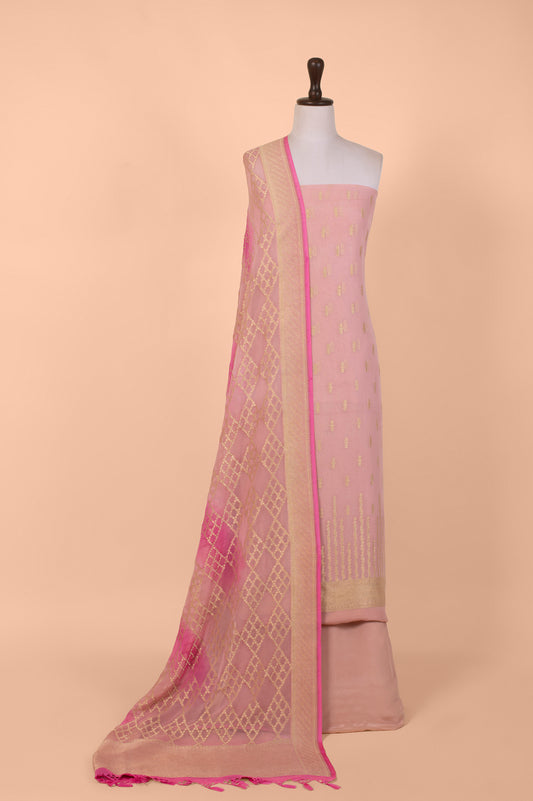 Handwoven Pink Georgette Suit Piece
