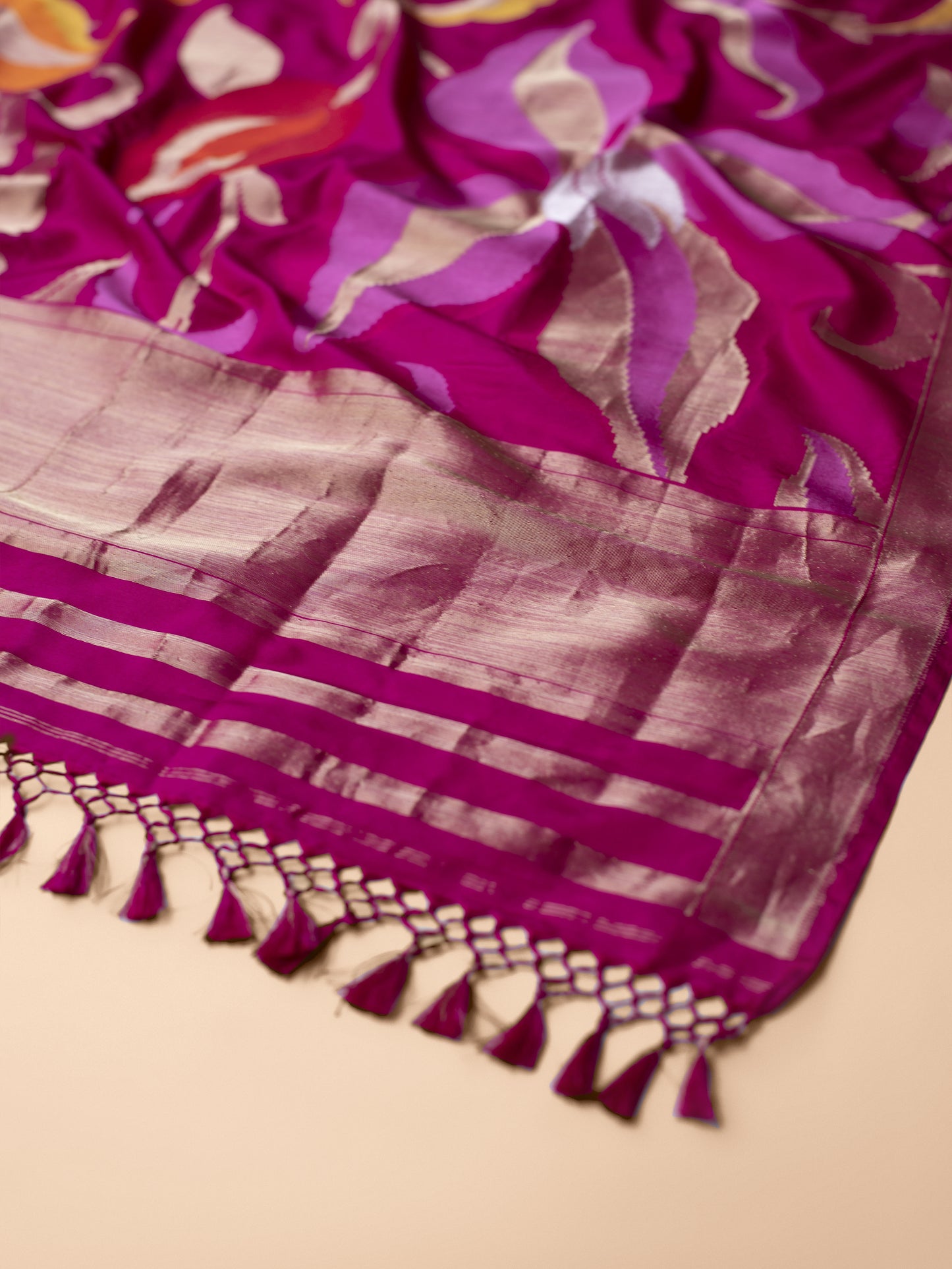 Handwoven Rani Pink Silk Dupatta