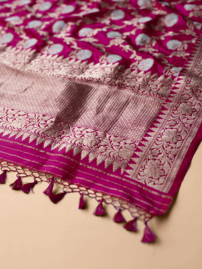 Handwoven Rani Pink Silk Dupatta