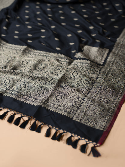 Handwoven Black Silk Dupatta