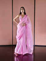 Handwoven Blush Pink Organza Saree
