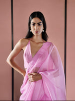 Handwoven Blush Pink Organza Saree