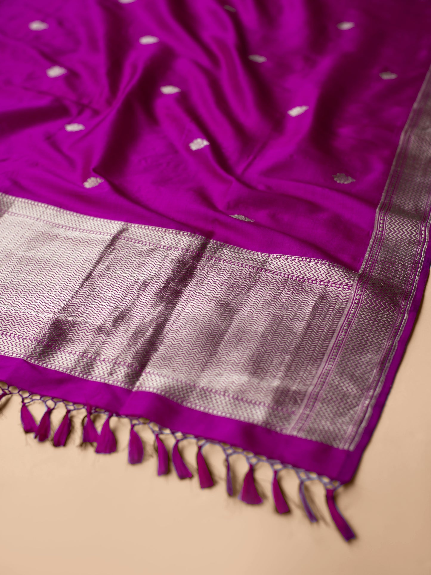 Handwoven Magenta Silk Dupatta