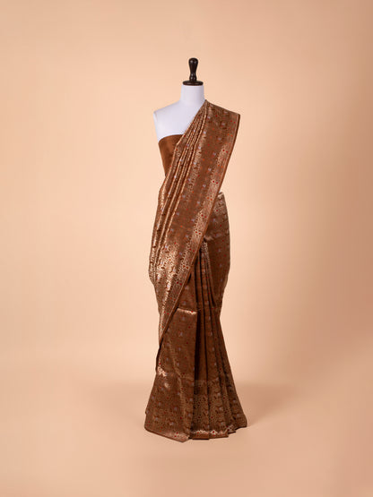 Handwoven Brown Silk Saree