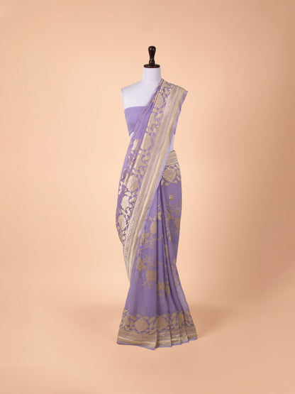 Handwoven Purple Georgette Saree