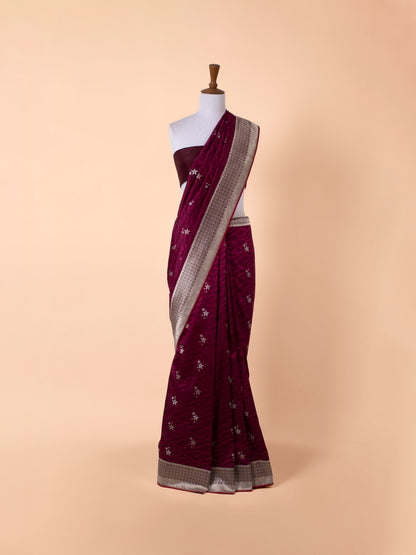 Handwoven Wine Silk Saree