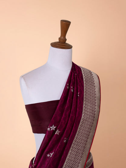 Handwoven Wine Silk Saree