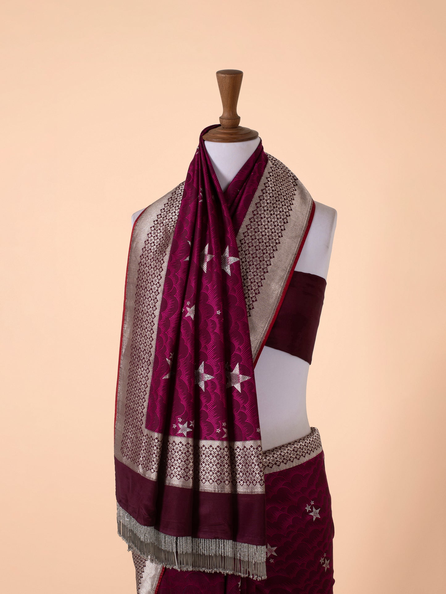 Handwoven Wine Silk Saree