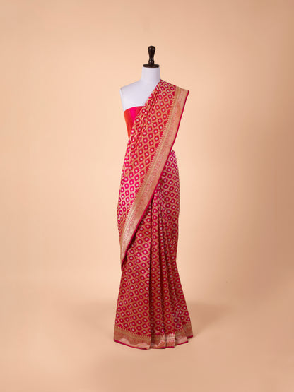 Handwoven Rani Pink Silk Saree