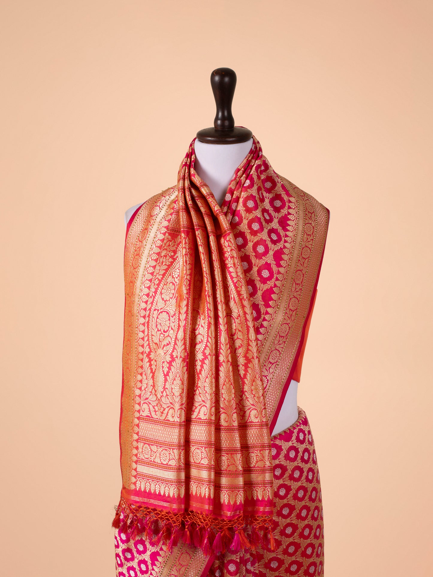 Handwoven Rani Pink Silk Saree