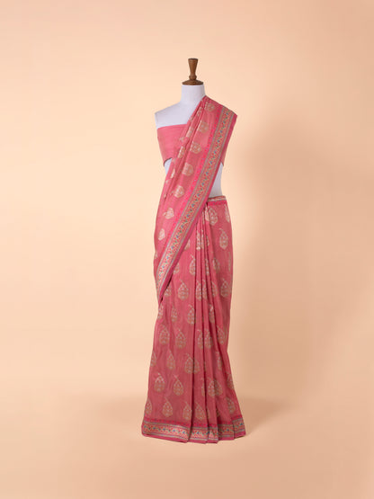 Handwoven Pink Silk Saree