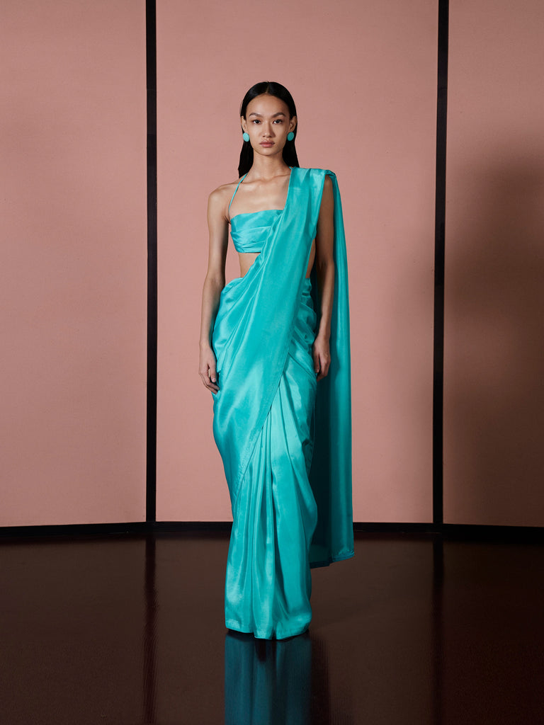 Handwoven Turquoise Blue Silk Saree