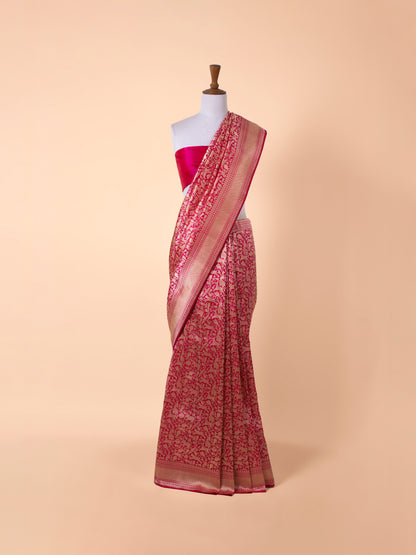 Handwoven Rani Pink Silk Saree