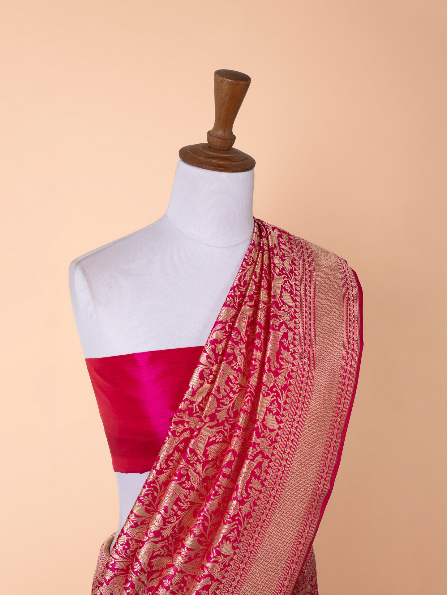 Handwoven Rani Pink Silk Saree