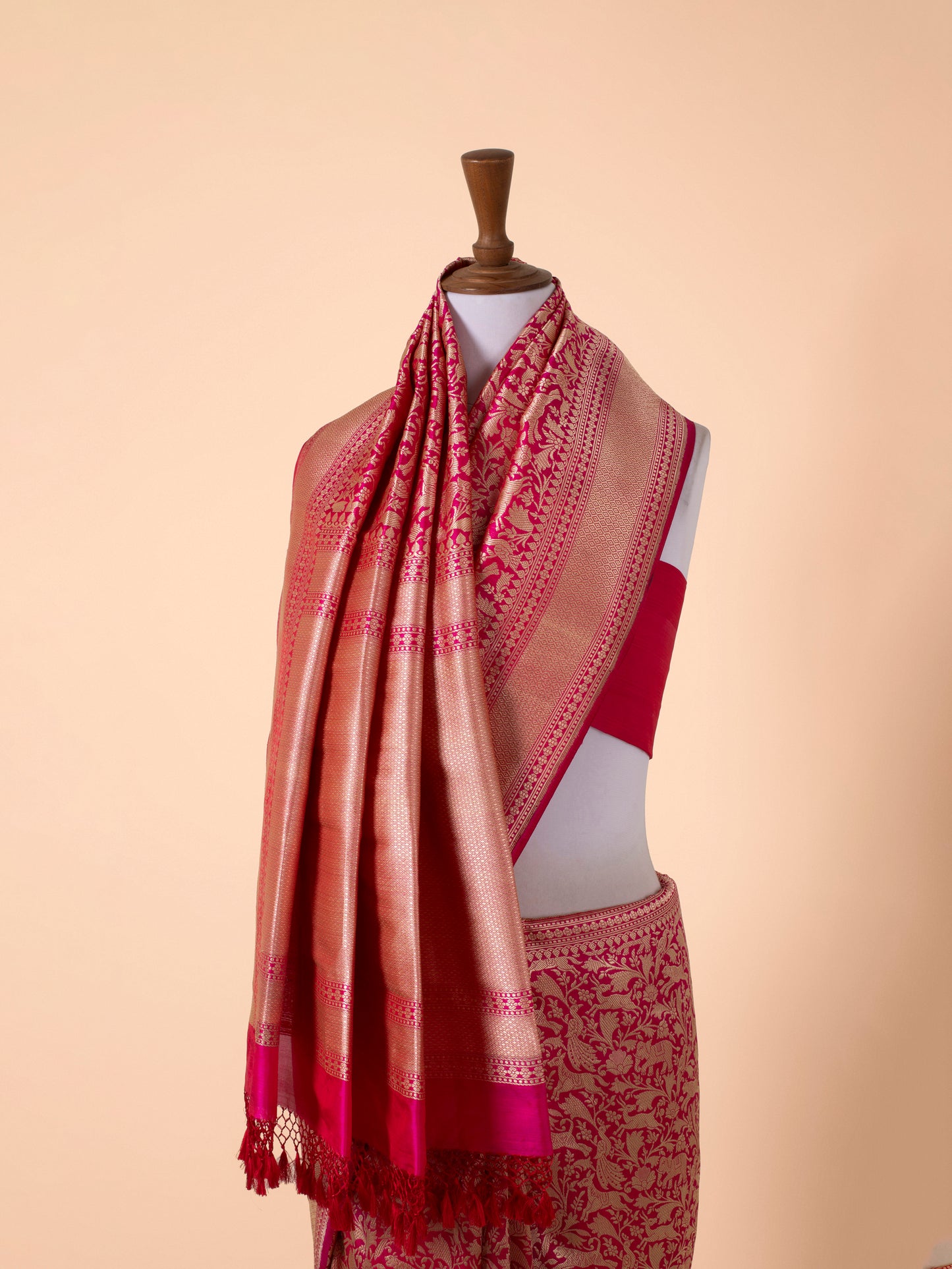 Handwoven Rani Pink Silk Saree