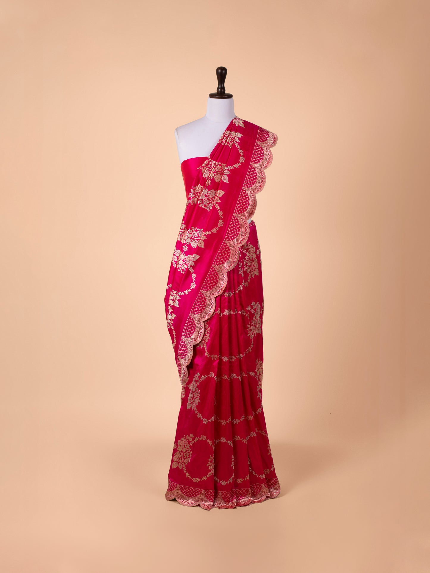 Handwoven Rani Pink Silk Saree