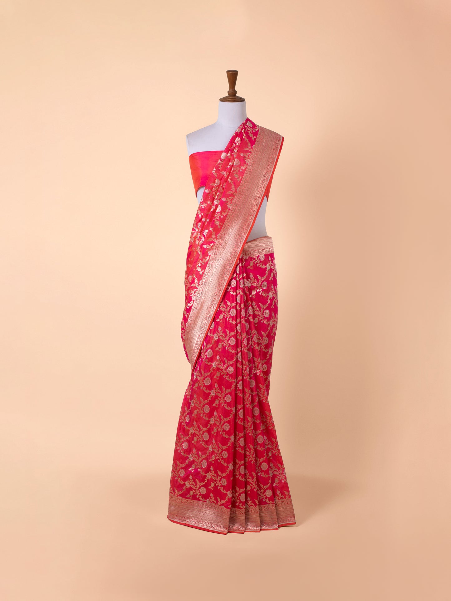 Handwoven Rani Pink Silk Saree