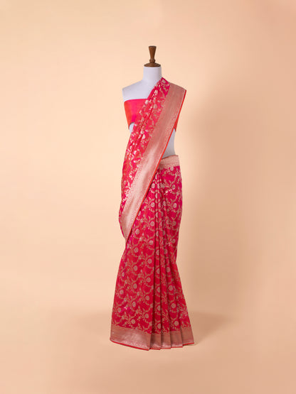 Handwoven Rani Pink Silk Saree