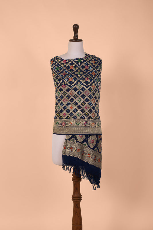 Handwoven Blue Bandhani Georgette Dupatta