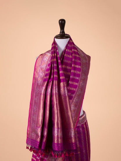 Handwoven Magenta Silk Saree