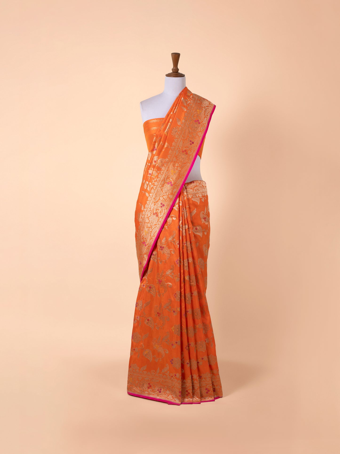 Handwoven Orange Silk Saree