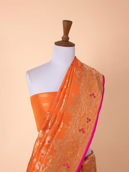 Handwoven Orange Silk Saree