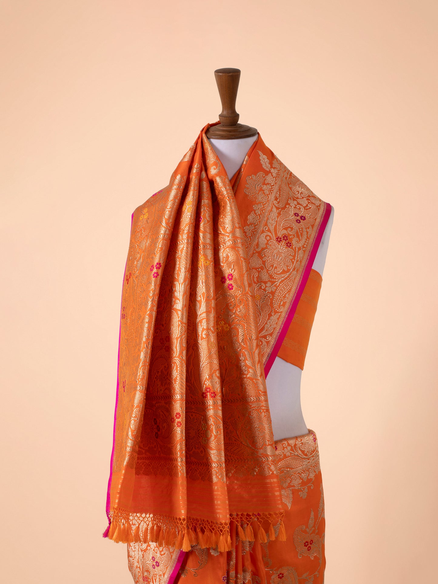 Handwoven Orange Silk Saree