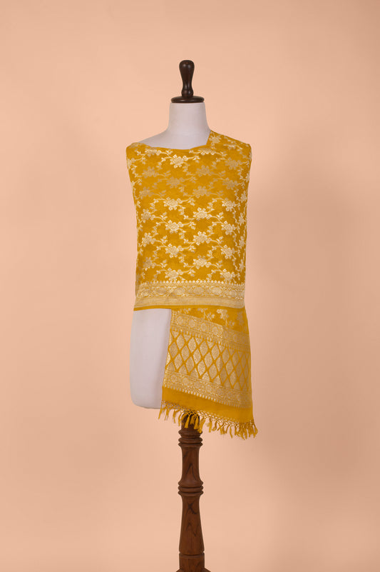 Handwoven Yellow Georgette Dupatta