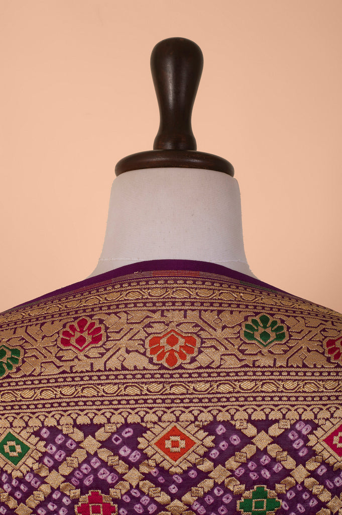 Handwoven Purple Bandhani Georgette Dupatta