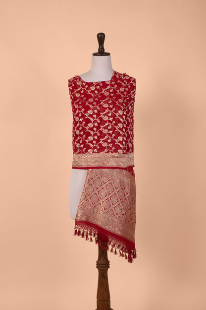 Handwoven Red Georgette Dupatta