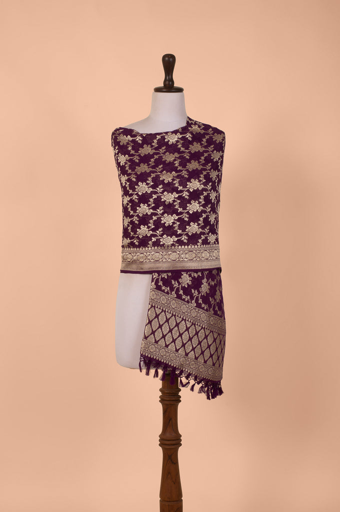 Handwoven Purple Georgette Dupatta