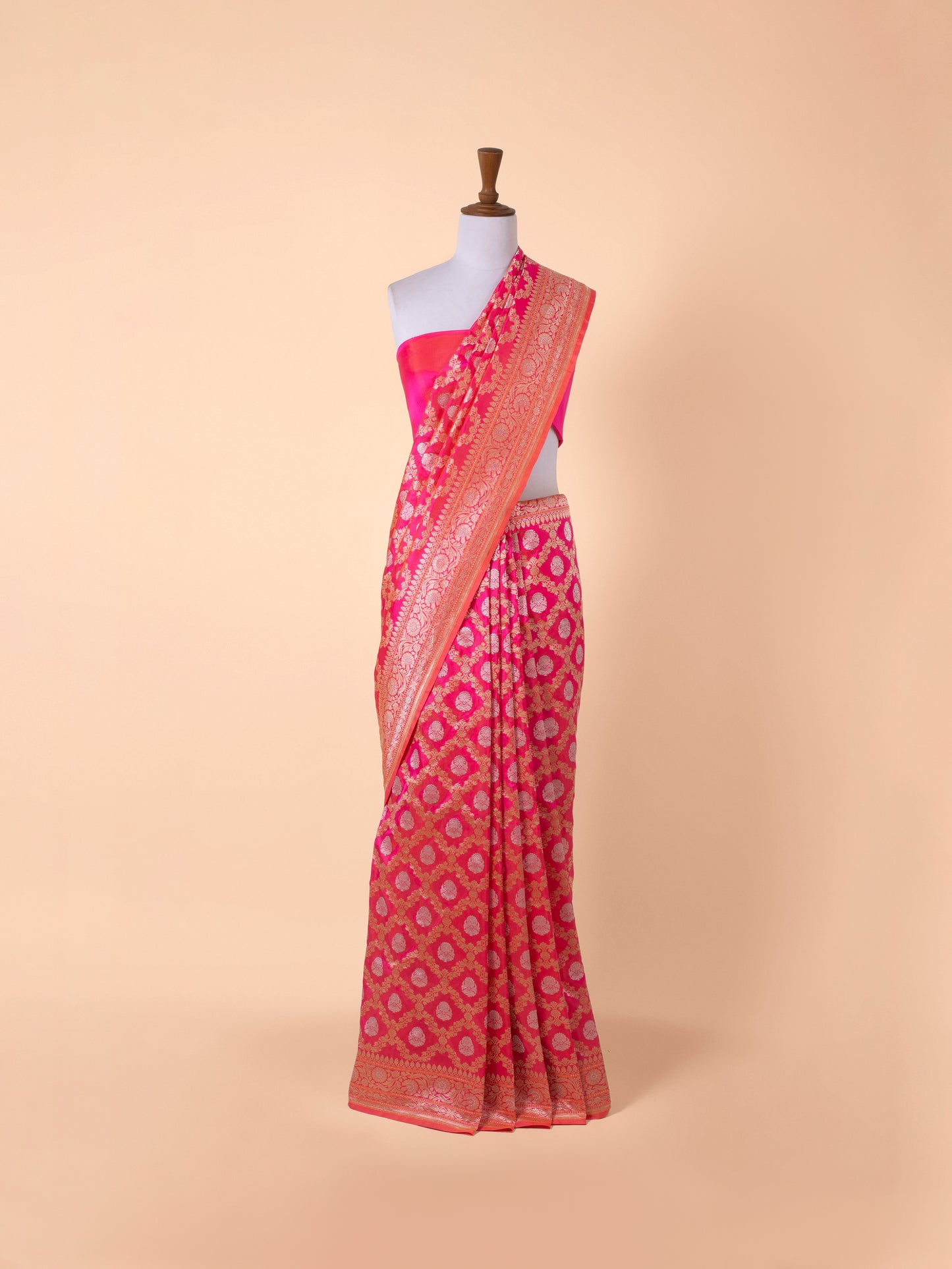 Handwoven Rani Pink Silk Saree