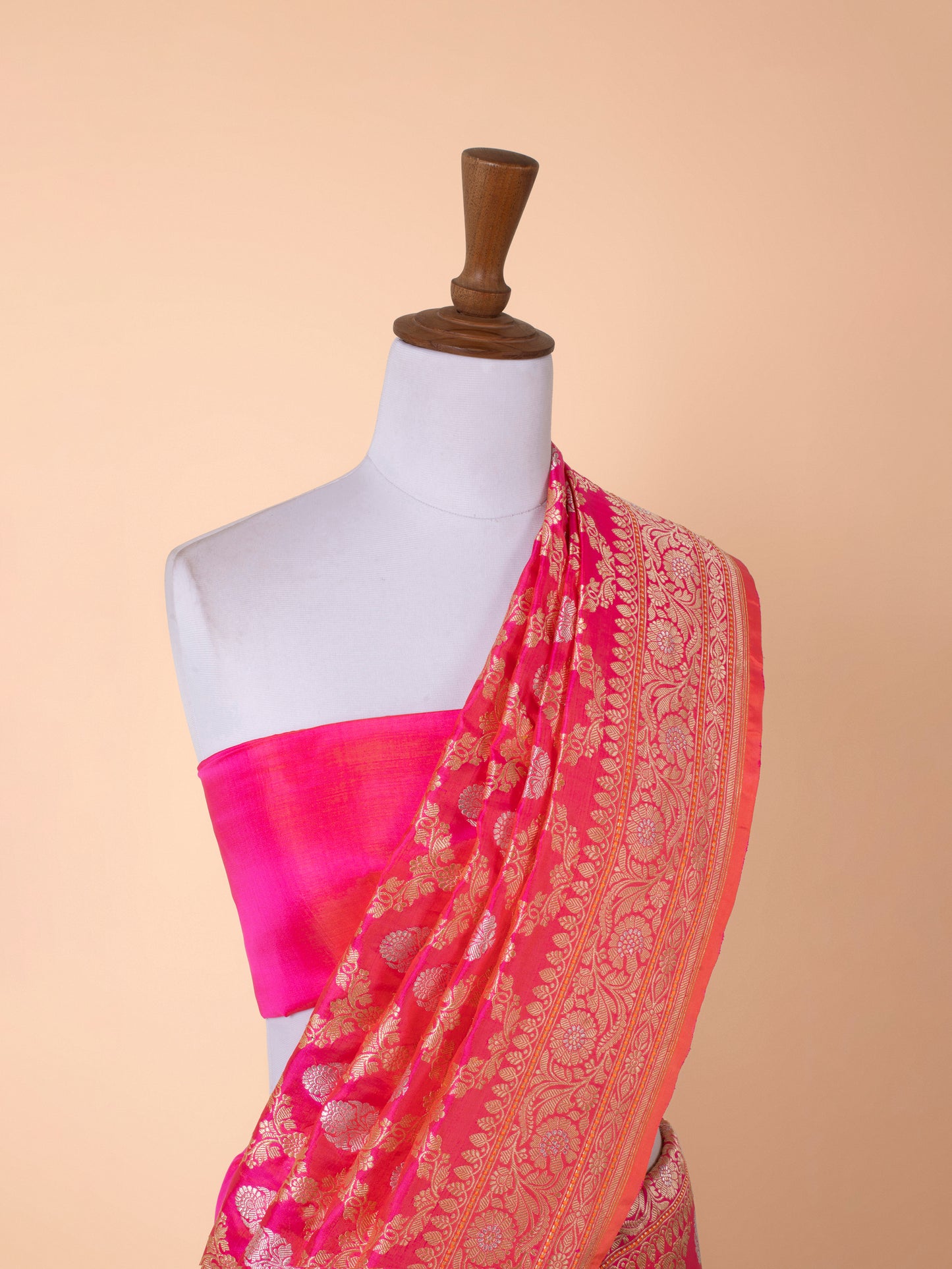 Handwoven Rani Pink Silk Saree