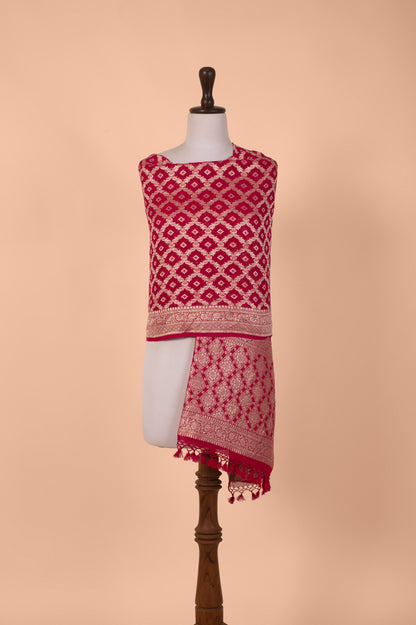 Handwoven Pink Georgette Dupatta