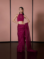 Handwoven Sangria Red Organza Saree