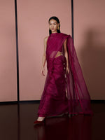 Handwoven Sangria Red Organza Saree