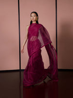 Handwoven Sangria Red Organza Saree