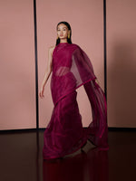 Handwoven Sangria Red Organza Saree