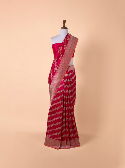 Handwoven Rani Pink Silk Saree