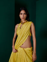 Handwoven Lemon Yellow Silk Saree