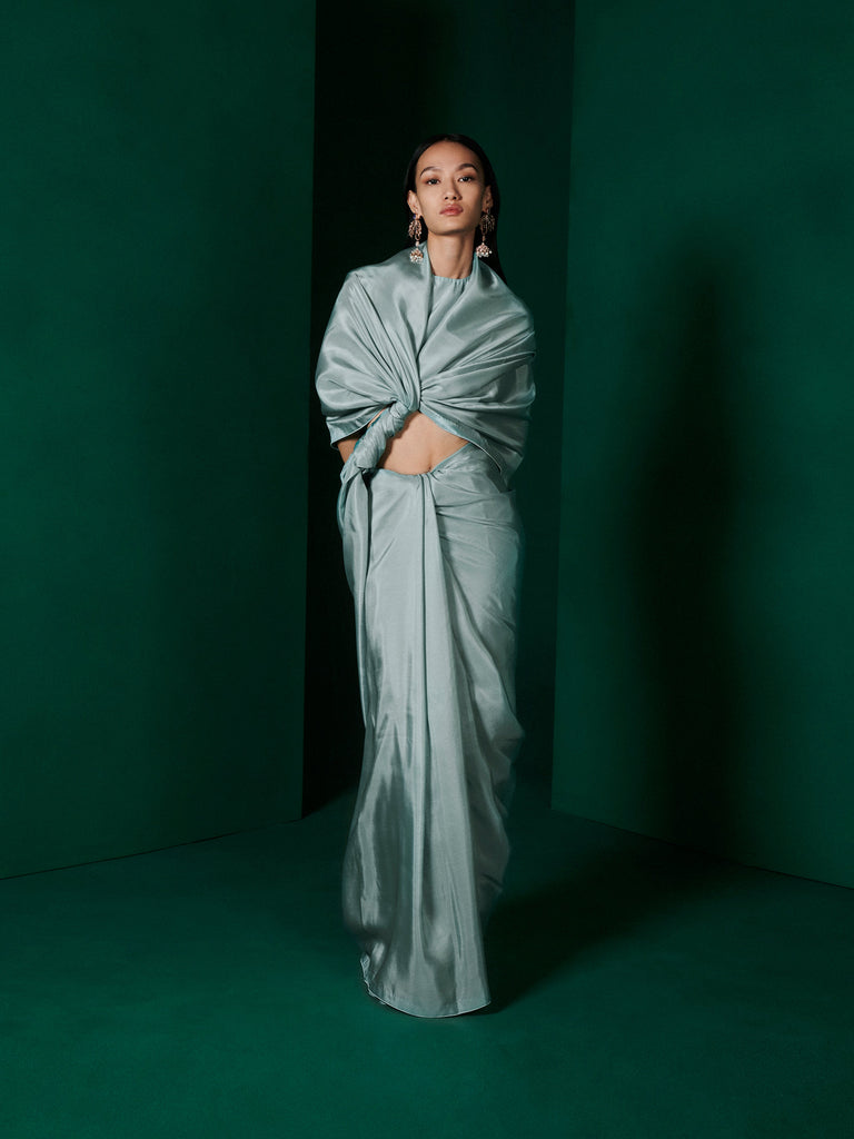 Handwoven Ice Blue Silk Saree