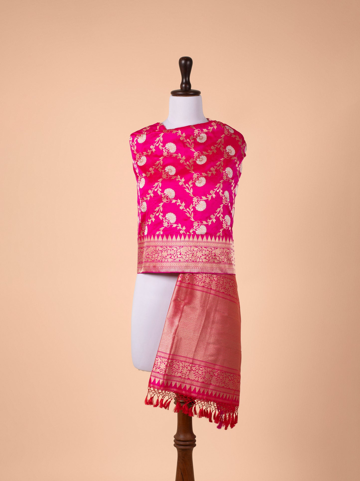 Handwoven Rani Pink Silk Dupatta