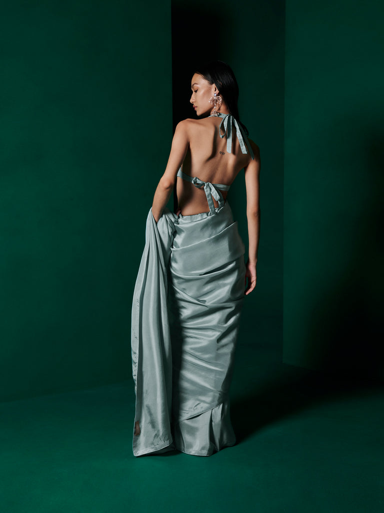 Handwoven Ice Blue Silk Saree