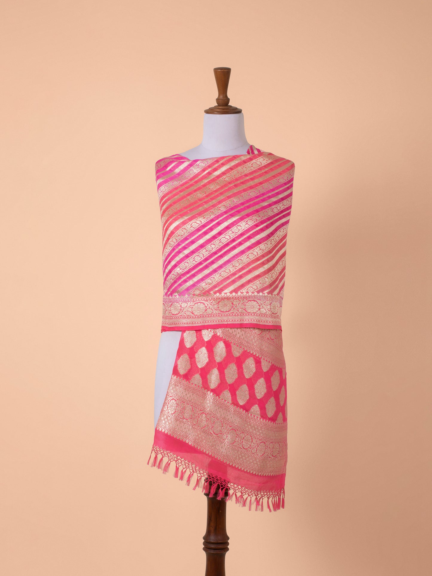 Handwoven Pink Silk Dupatta