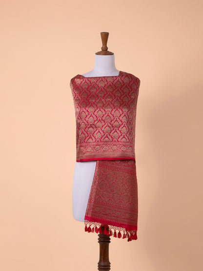 Handwoven Red Silk Dupatta