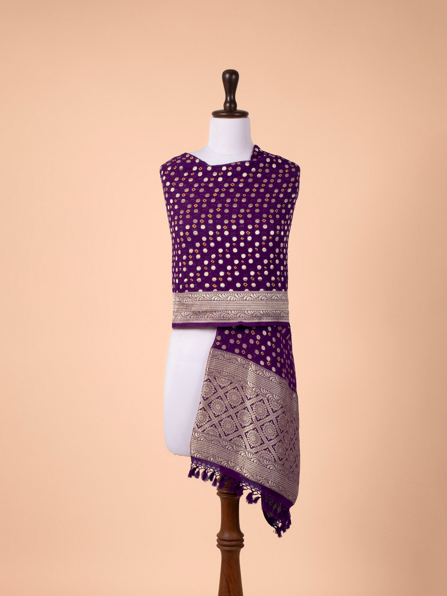 Handwoven Purple Georgette Dupatta