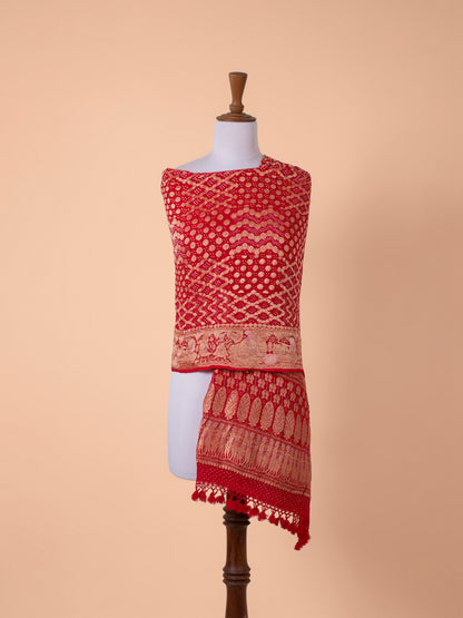 Handwoven Red Silk Dupatta